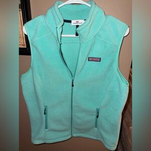 Vineyard Vines Women’s Fleece Vest Size Medium Mint Green Zip Up